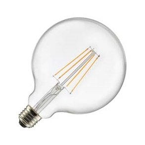 LED Globe 125� Klar 7W 3 trins d�mpbar E27 2200 Kelvin i helt glas