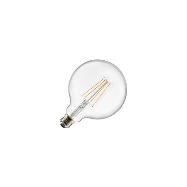 LED Globe 95� Klar 7W 3 trins d�mpbar E27 2200 Kelvin i helt glas