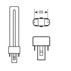 PL-S r�r  2 pin 11W UV-C Dulux S G23  UVC lys bek�mper sv�vealger